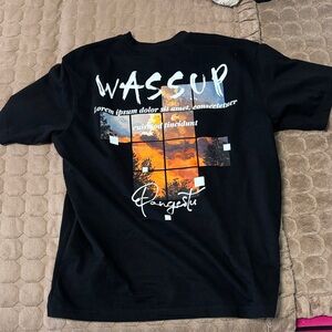 Graphic Back Print Tee - Black with Sunset Motif